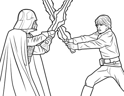Kolorowanka Darth Vader vs Luke Skywalker
