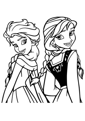 Kolorowanki Elsa ve Anna Mutlu