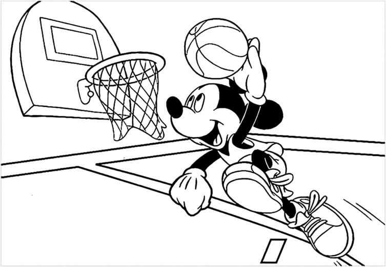 Kolorowanki Mickey playing Basketball