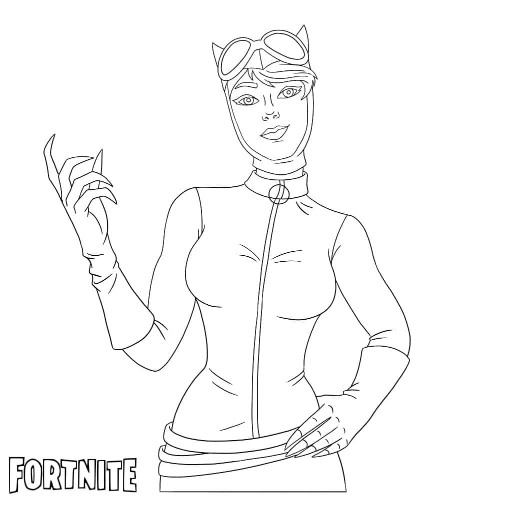 Kolorowanka Narysuj Catwoman z Fortnite