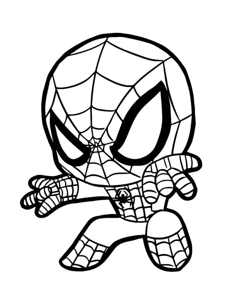 Kolorowanka Narysuj Chibi Spidermana