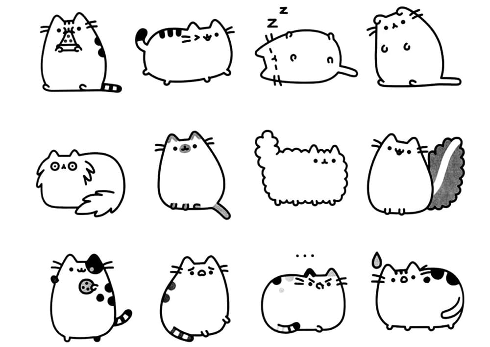 Kolorowanka Narysuj Pusheen do wydrukowania