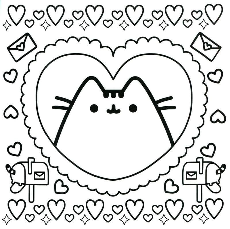 Kolorowanka Narysuj Valentine Pusheen