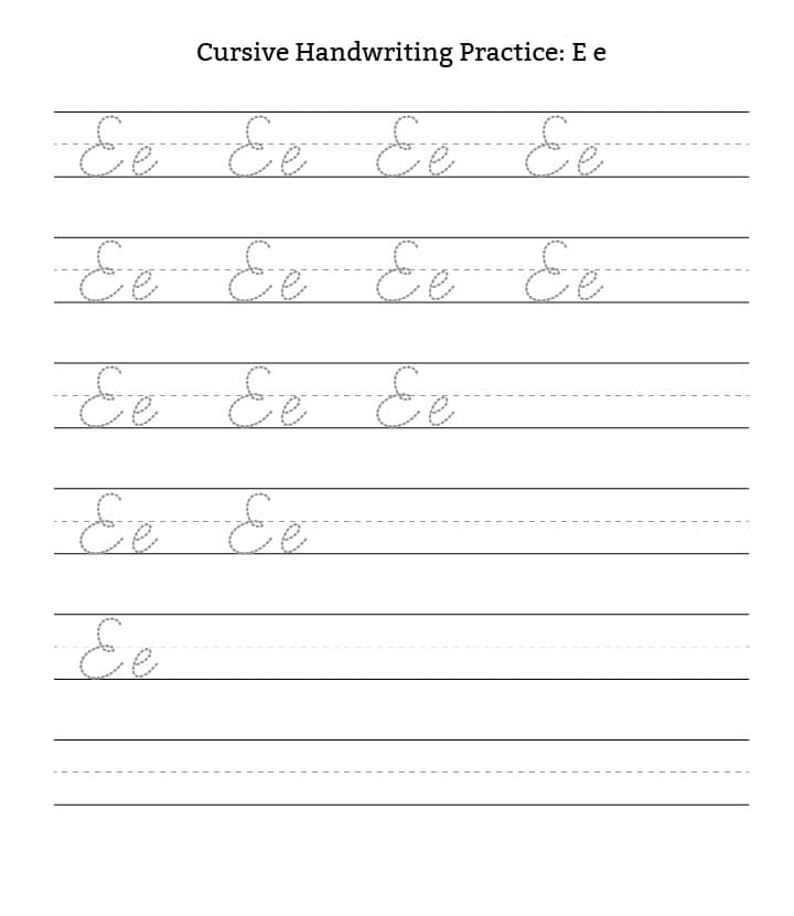 Kolorowanki Printable Cursive Handwriting Letter E
