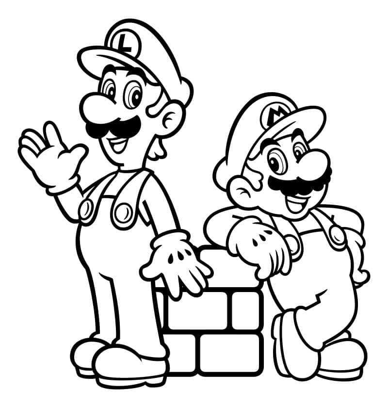 Kolorowanki Przyjazny Luigi i Mario