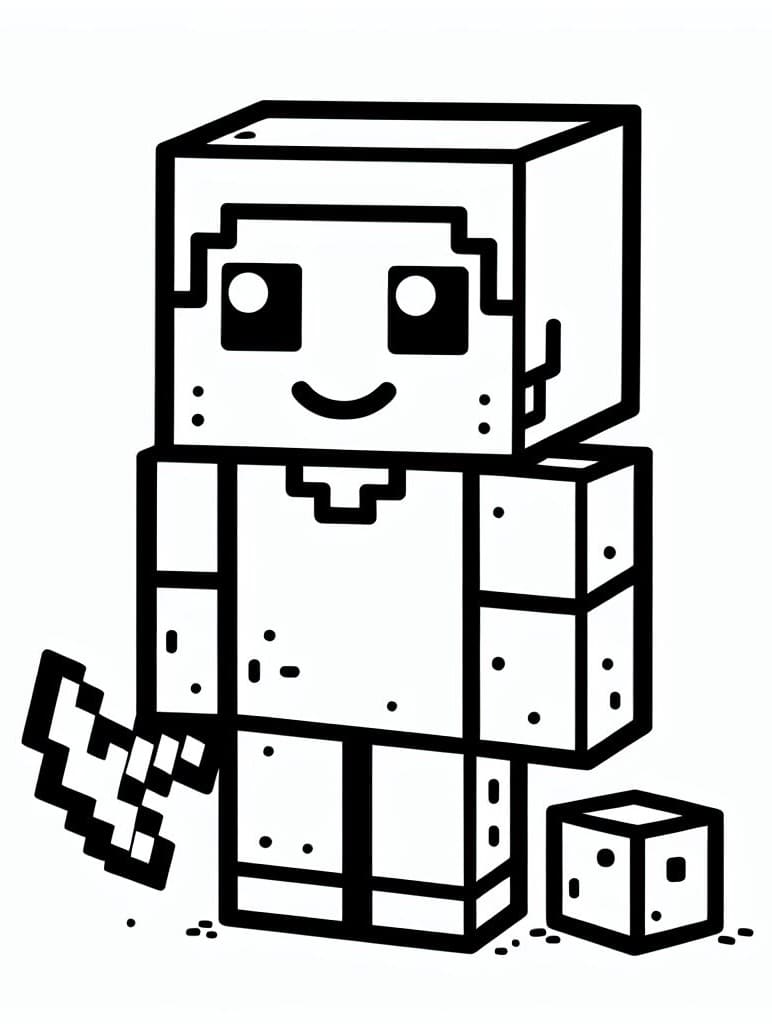 Kolorowanki Słodki mały Steve z Minecrafta