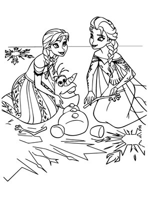 Kolorowanka Anna i Elsa, Olaf