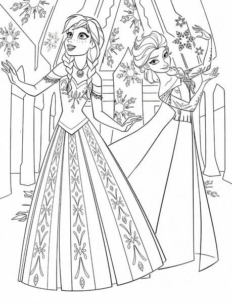 Kolorowanka Anna i Elsa w Krainie Lodu