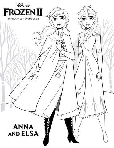 Kolorowanki Anna i Elsa z Krainy Lodu 2