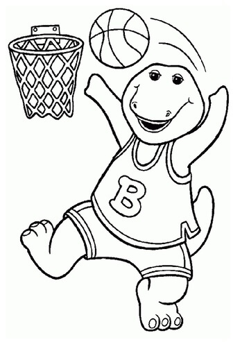 Kolorowanka Barney gra w Koszykówkę