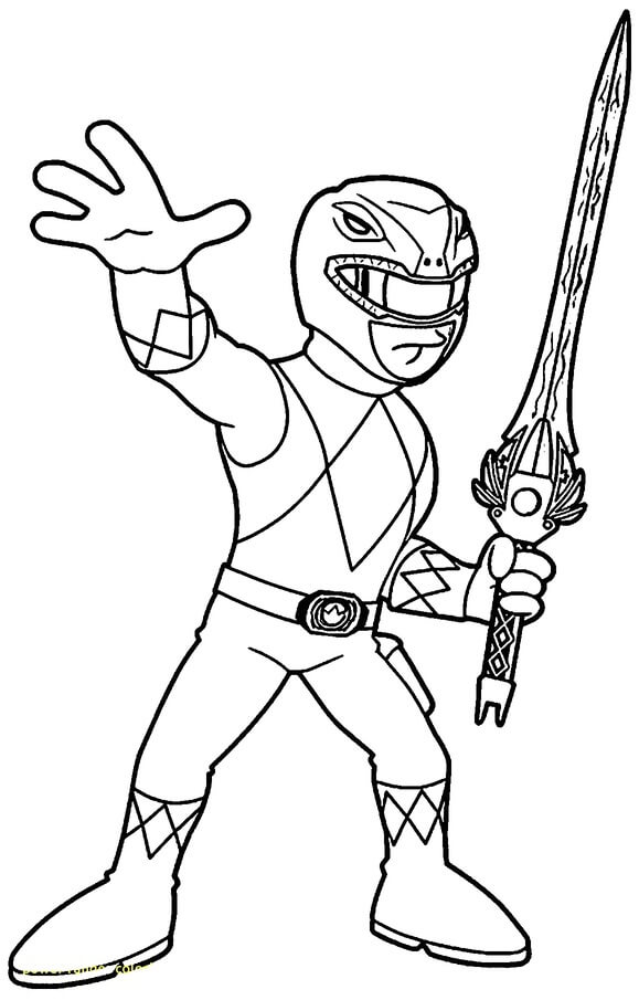 Kolorowanka Chibi Ranger Trzymający Miecz