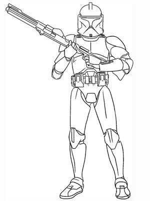 Kolorowanka Clone Trooper Trzymający Broń