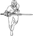 Kolorowanki Czerwony Samuraj Ranger trzymający Miecz