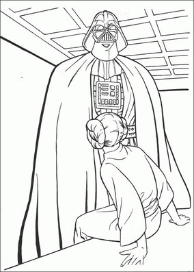 Kolorowanka Darth Vader i Księżniczka Leia