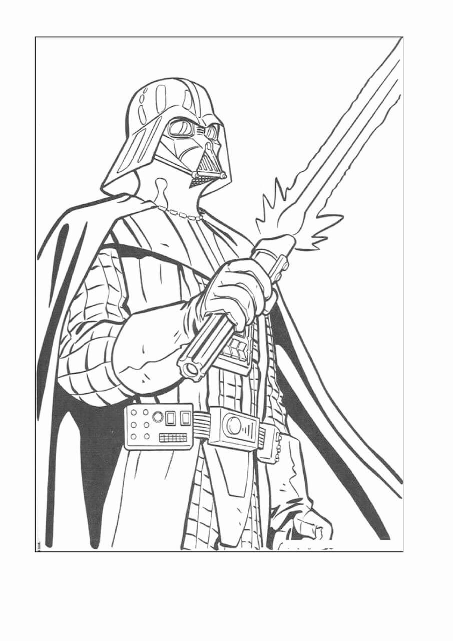 Kolorowanki Darth Vader Trzymający Miecz