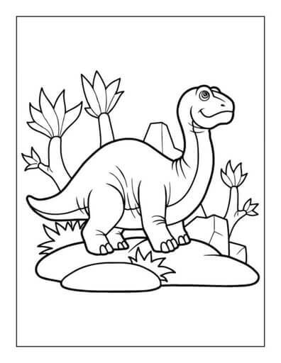 Kolorowanka Dinozaur na Skale