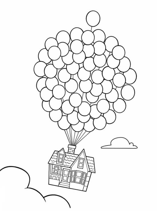 Kolorowanka Dom z Balonami
