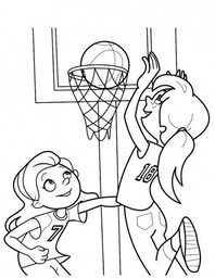Kolorowanka Dwie Dziewczyny Grające w Koszykówkę