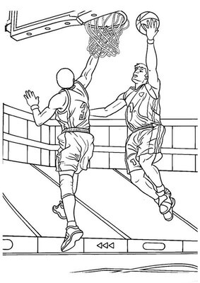 Kolorowanka Dwóch Chłopców Grających w Koszykówkę