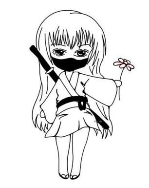 Kolorowanki Dziewczyna Ninja Trzymająca Kwiat