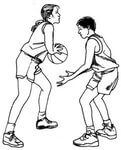 Kolorowanka Dziewczynka i Chłopiec Grają w Koszykówkę