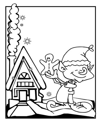 Kolorowanki Elf trzymający Piernik