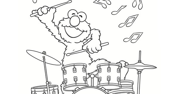 Kolorowanka Elmo gra na Perkusji