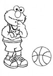 Kolorowanka Elmo gra w Koszykówkę