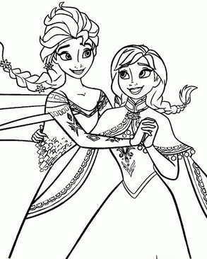 Kolorowanka Elsa i Anna w Krainie Lodu