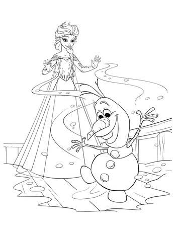 Kolorowanka Elsa i Olaf w Krainie Lodu