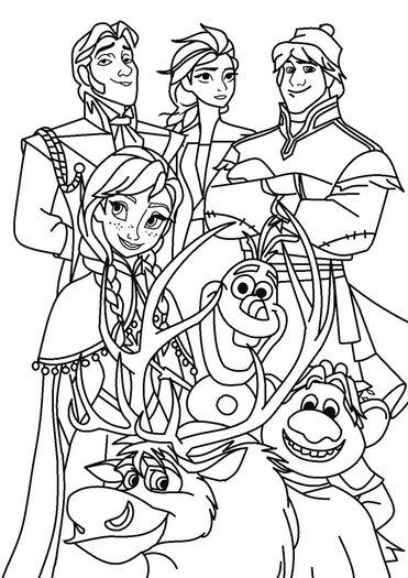 Kolorowanka Elsa i przyjaciele w Krainie Lodu