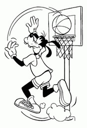 Kolorowanka Goofy gra w Koszykówkę