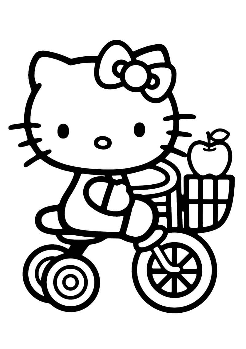 Kolorowanka Hello Kitty na Rowerze