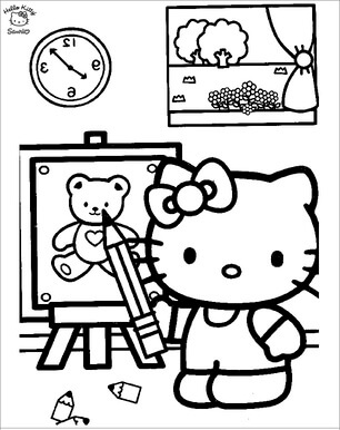 Kolorowanka Hello Kitty narysuj Pluszowego Misia