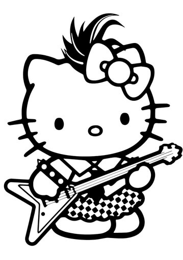 Kolorowanka Hello Kitty Rockstar