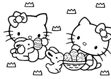 Kolorowanka Hello Kitty z jajkiem Wielkanocnym