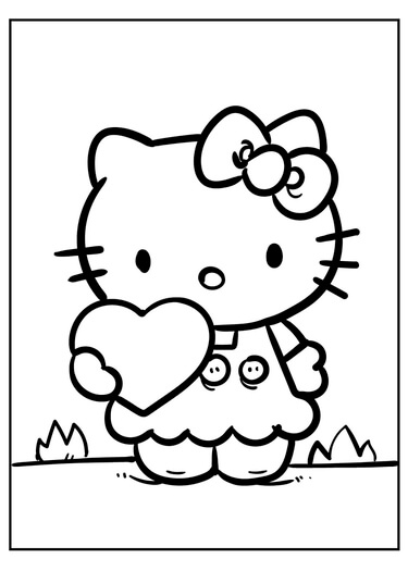Kolorowanka Hello Kitty z Sercem