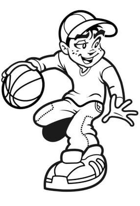 Kolorowanka Koszykarz trzymający Piłkę