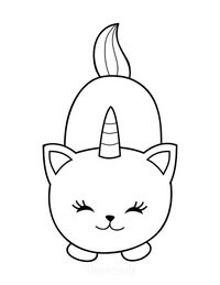 Kolorowanka Kot Jednorożec Uśmiechnięty Kawaii