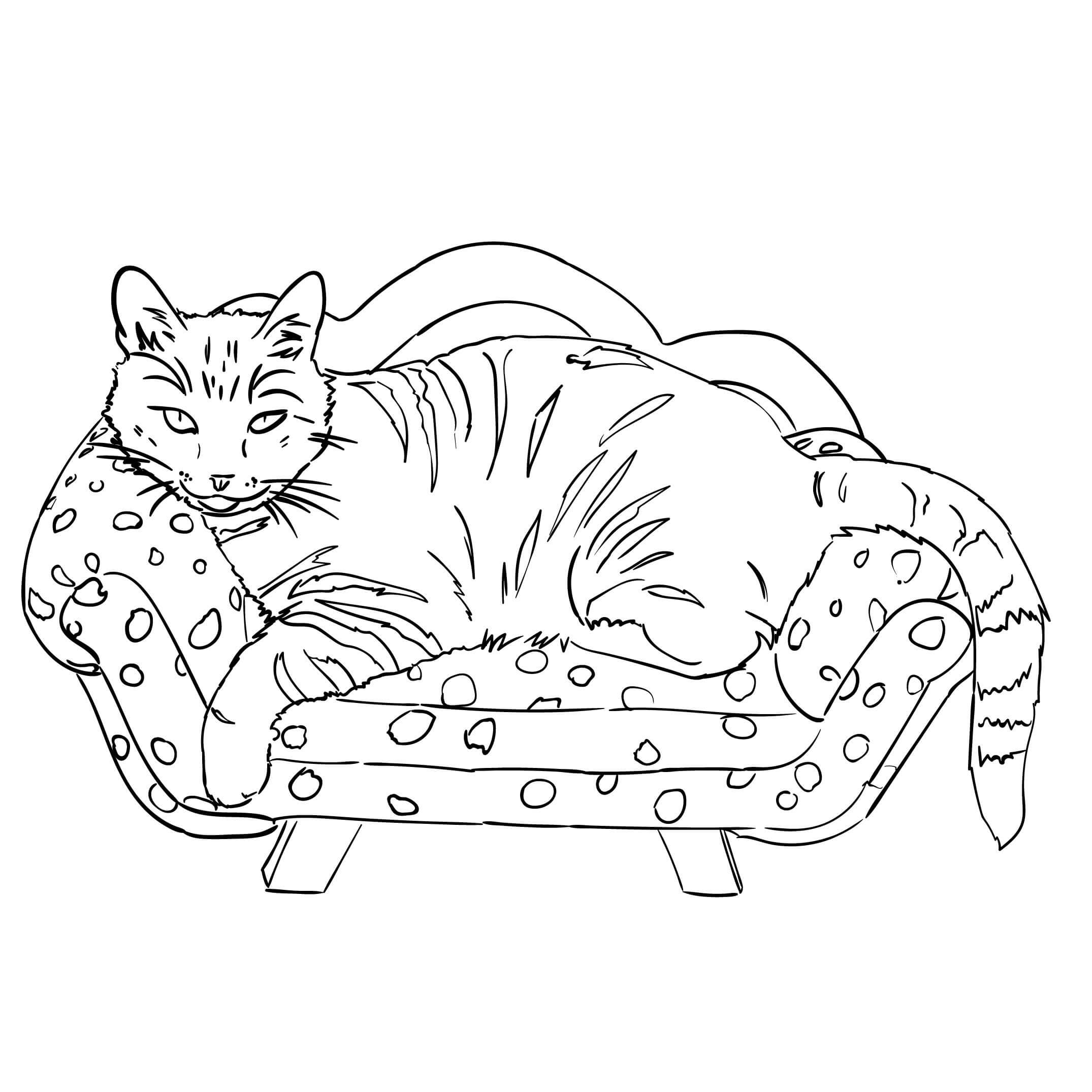 Kolorowanki Kot Leżący Na Krześle
