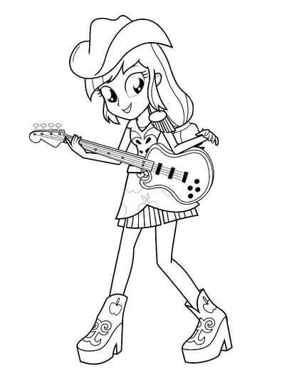 Kolorowanka Kowbojska Dziewczyna Trzymająca Gitarę