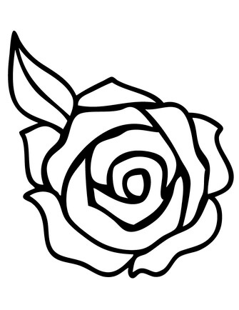 Kolorowanka Kwiat Róży z Liściem