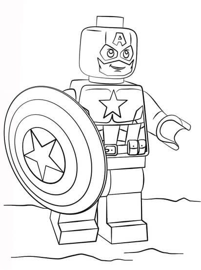Kolorowanka Lego Avengers Kapitan Ameryka