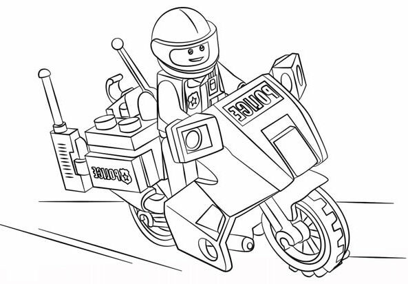 Kolorowanka Lego Policja Jazda Motocyklem
