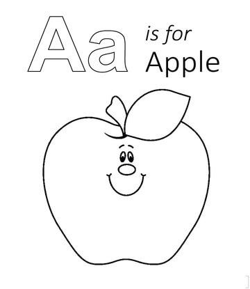 Kolorowanka Litera A jak Uśmiechnięte Jabłko
