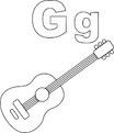 Kolorowanka Litera G na Gitarę