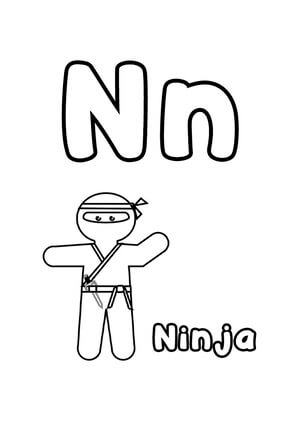 Kolorowanka Litera N Ninja