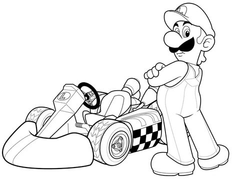 Kolorowanka Luigi w Mario Kart Wii