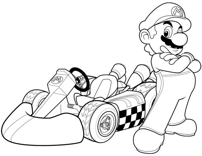 Kolorowanka Mario w Mario Kart Wii