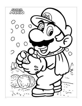 Kolorowanka Mario ze Śnieżką